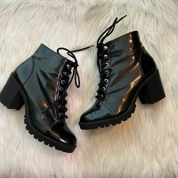 Express | Shoes | Express Black Laceup Boots With Vintage  display picture 2